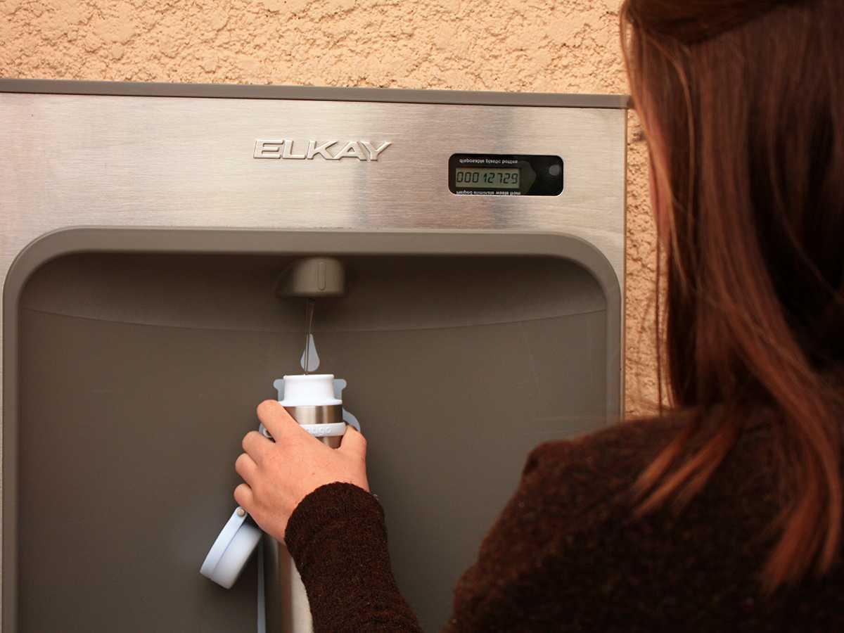 PRHS student, Jessica Jagger, refills her water bottle at one of the filtration stations.  Photo by Emily Mowery