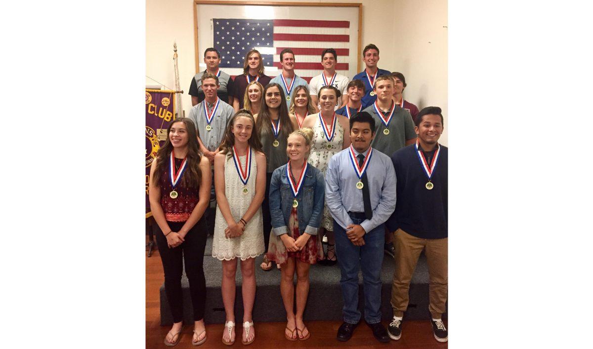 Group photo of all 20 of the Paso Robles athletes that received an award for spring sports. 