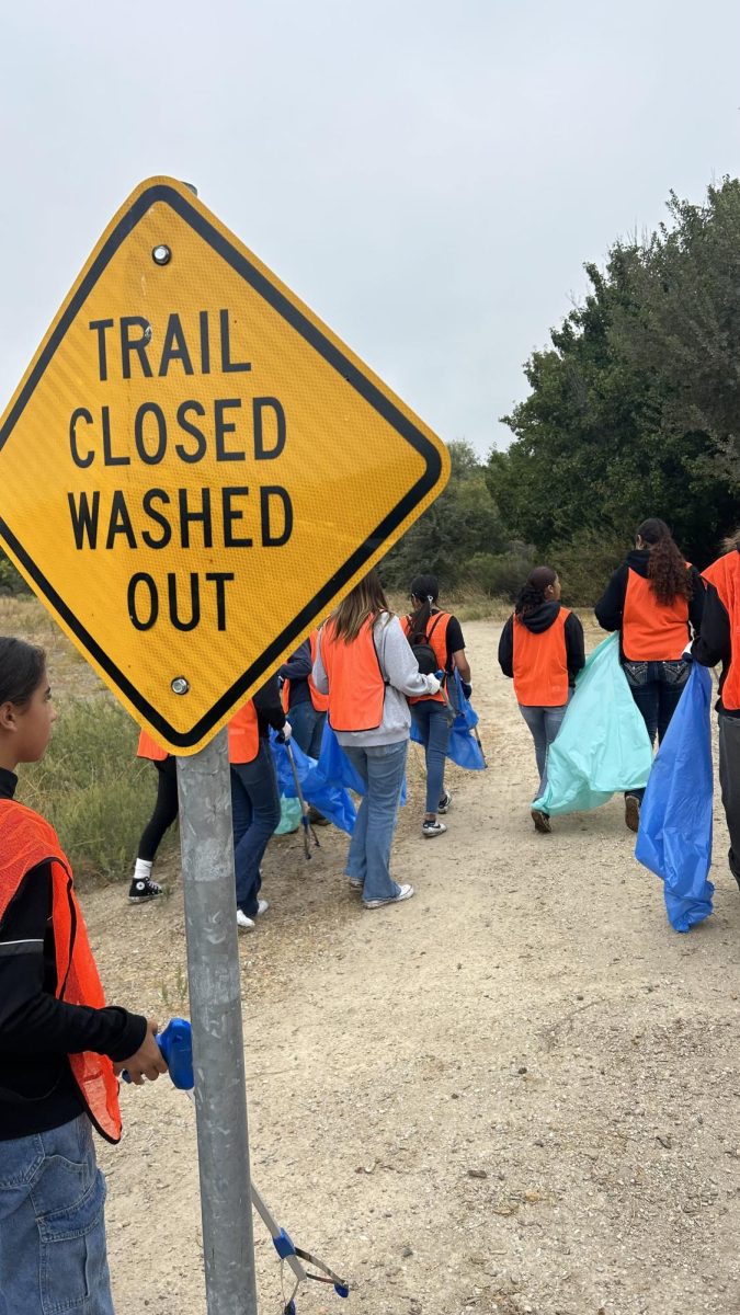 BCU volunteers begin their path to the river in hopes of finding trash. 