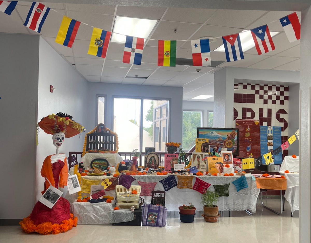 Day of the Dead Altar created by MEChA members and Alba Cazares, the altar is located in the 1000s next to room 1029!