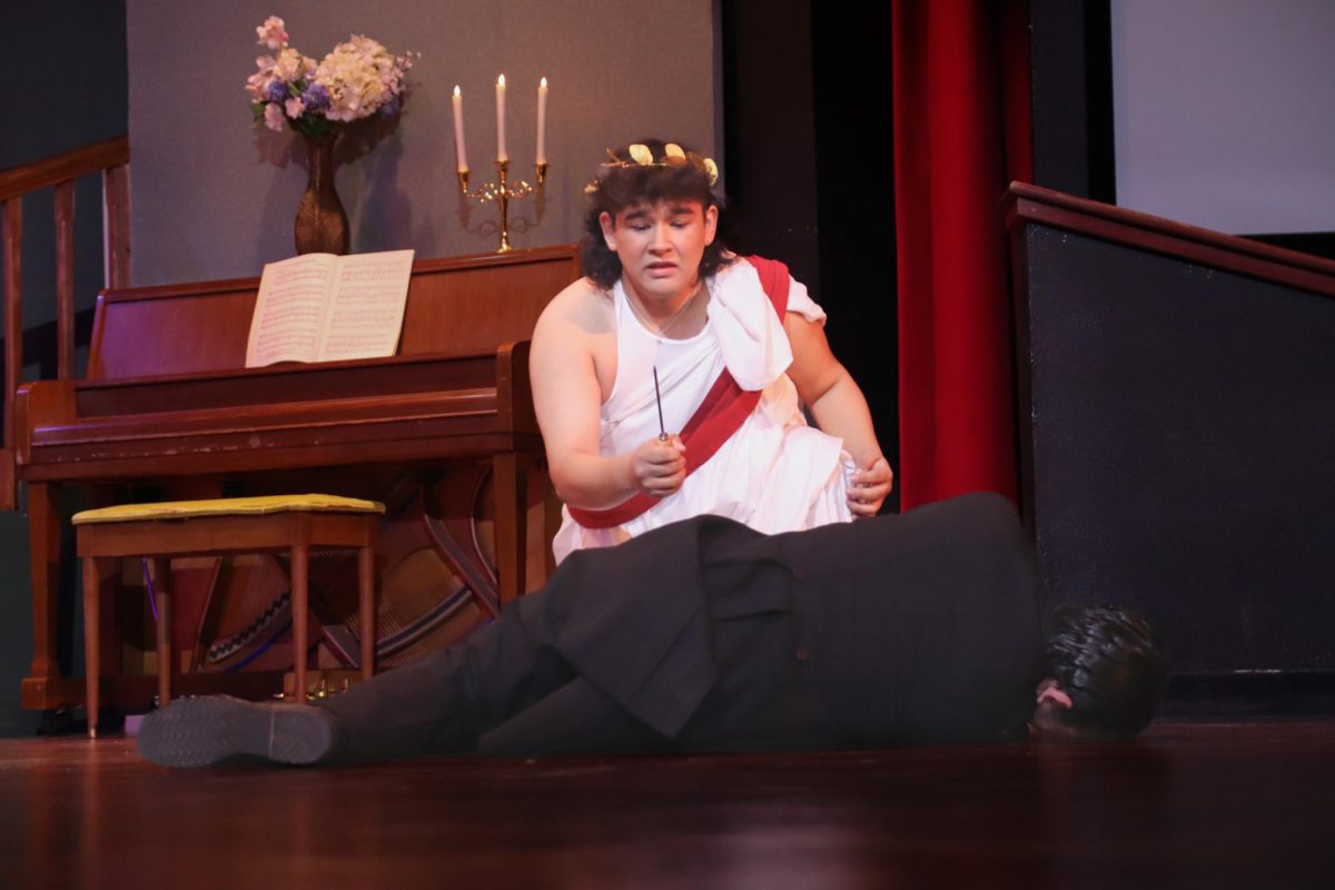 Geovani Rendon performing in the Fall 2024 play, Murder Mystery, Mystery Murder
