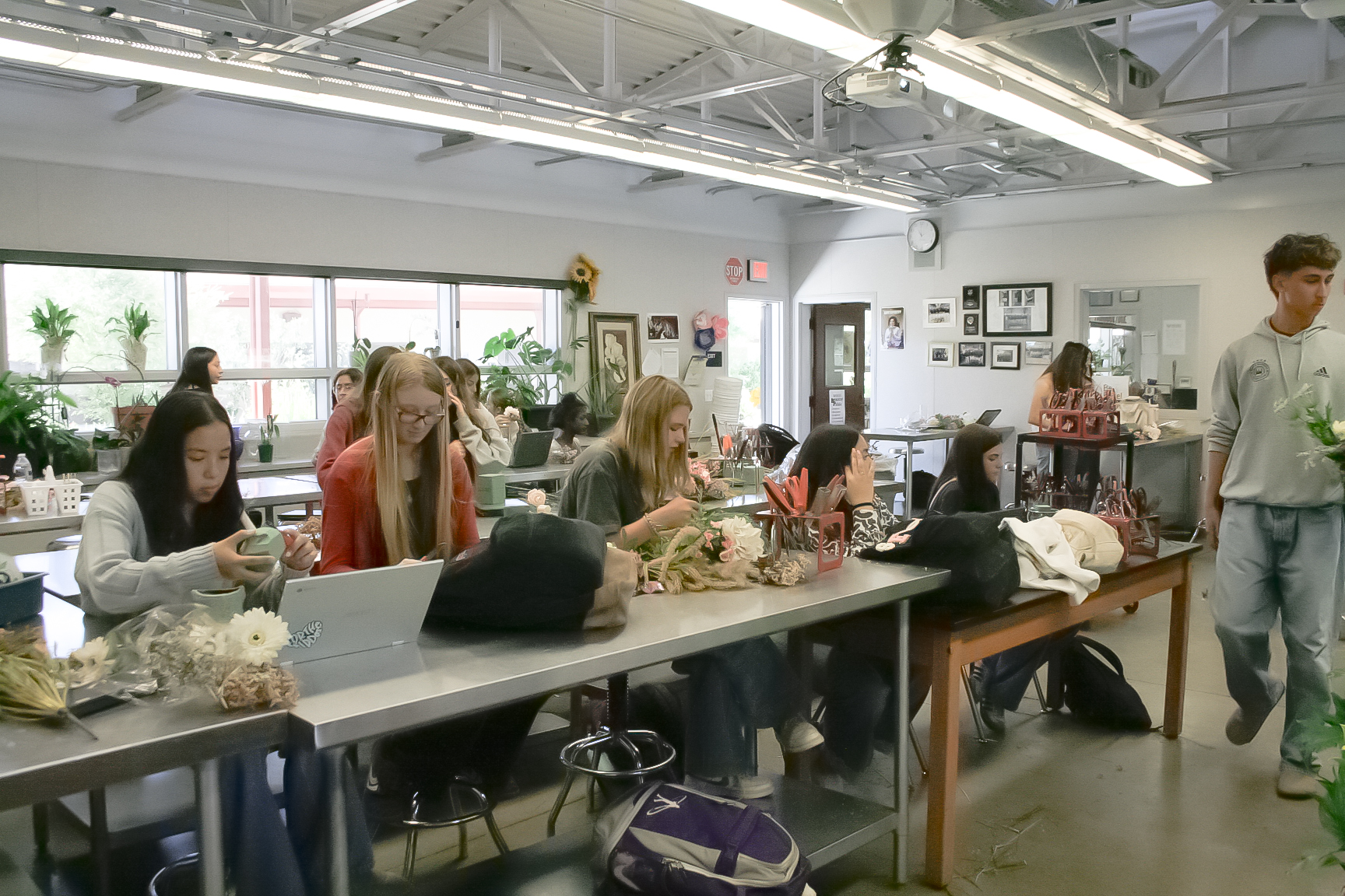 A picture of Mrs. Clark advanced Floral Design class